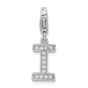 Amore La Vita Sterling Silver Rhodium-plated Polished CZ Letter I Initial Charm